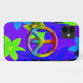 Retro 60er Blume Power Peace Signature iPhone Case (Rückseite (Horizontal))
