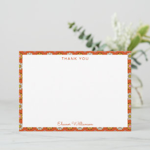 Retro 60er Blumen Orange Rosa Brautparty Benutzerd Dankeskarte
