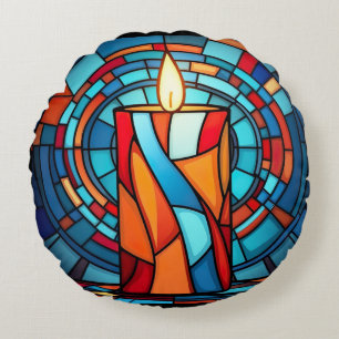 Retro 60er Christmas Candle Rundes Kissen