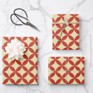 Retro-60er-Design rot Geschenkpapier Set