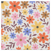 Retro 60er floral - dunkle Blume in rosa, orange Stoff (Nahaufnahme)