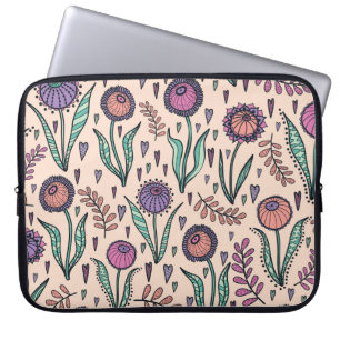 Retro 60er Floral: Muster der Wohngestaltung Laptopschutzhülle