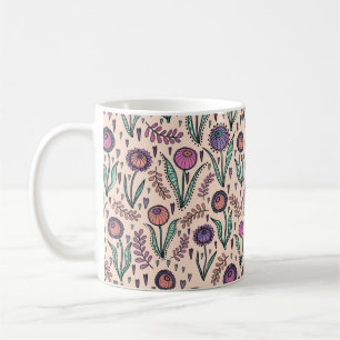 Retro 60er floral. Vintage Handdarstellung Kaffeetasse