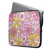 Retro 60er floral. Vintages Bildmuster Laptopschutzhülle (Vorderseite Links)