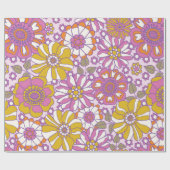 Retro 60er floral. Vintages Illustrationsmuster  Geschenkpapier (Flach)