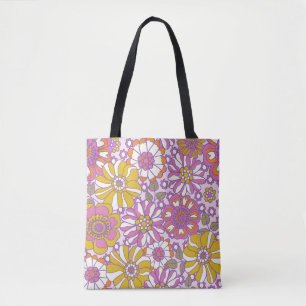 Retro 60er floral. Vintages Illustrationsmuster Tasche
