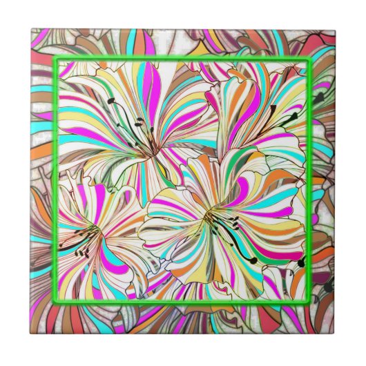 Retro 60er Flower Power Keramikfliese (Vorderseite)