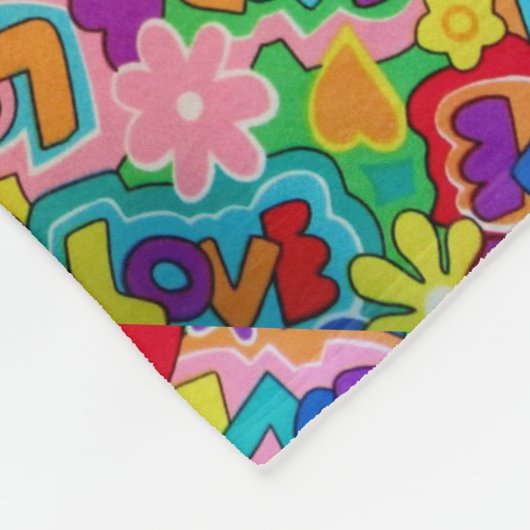 Retro/60er Frieden, Liebe, KriegChic Fleecedecke (Ecke)