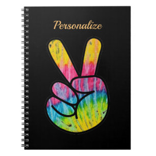 Retro 60er Friedenszeichen Hippie Bunt Personalisi Notizblock