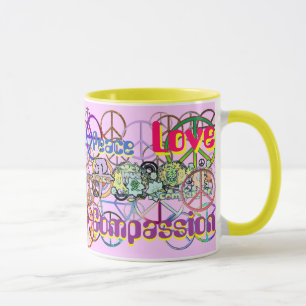 Retro 60er Friedenszeichen im ÜberflussFrieden Lie Tasse