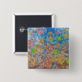 Retro 60er Friedlich Ocean Life Apparel Geschenke Button (Vorne & Hinten)