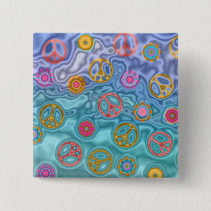 Retro 60er Friedlich Ocean Waves Apparel Geschenke Button