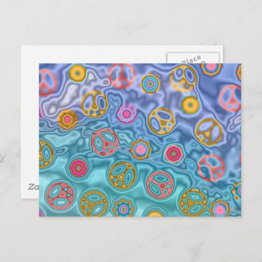 Retro 60er Friedlich Ocean Waves Apparel Geschenke Postkarte (Vorne/Hinten)