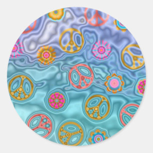 Retro 60er Friedlich Ocean Waves Apparel Geschenke Runder Aufkleber