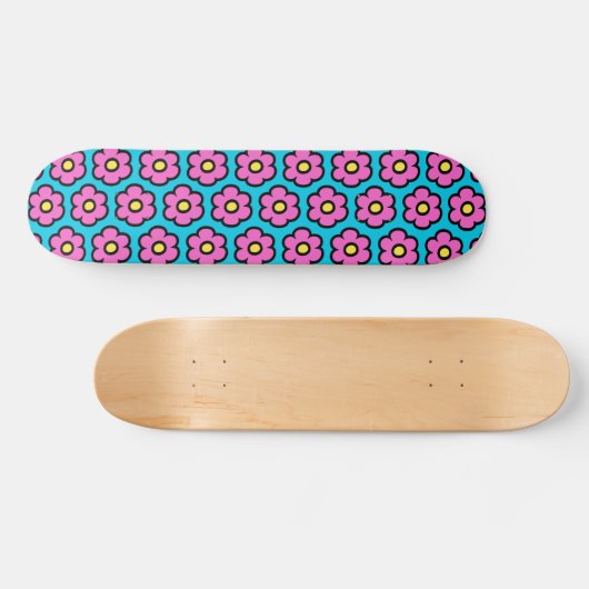 Retro 60er Groovy Blume Muster Blume Skateboard (Horizontal)