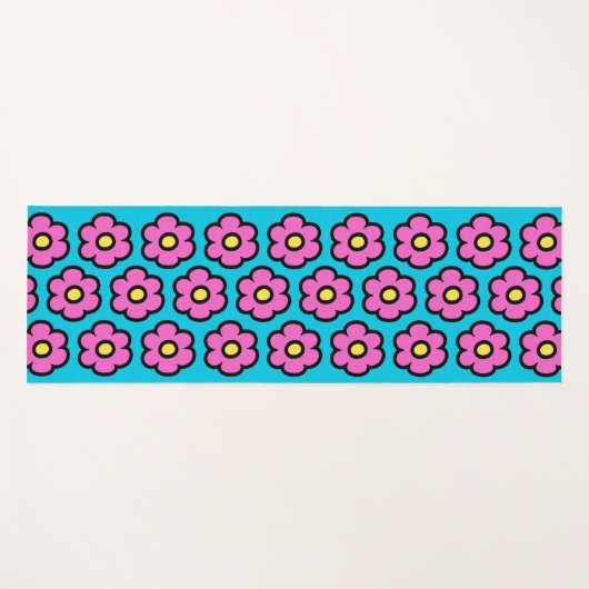 Retro 60er Groovy Blume Muster Blume Yogamatte (Vorderseite (Horizontal))