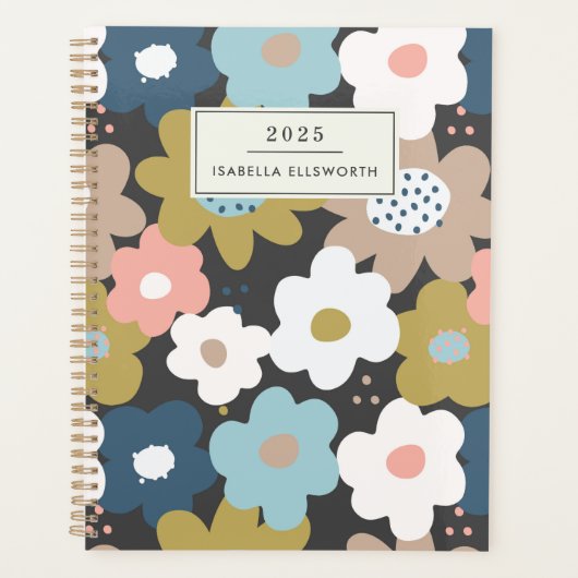 Retro 60er Groovy Floral Blume Personalisiert 2025 Planer (Vorderseite)