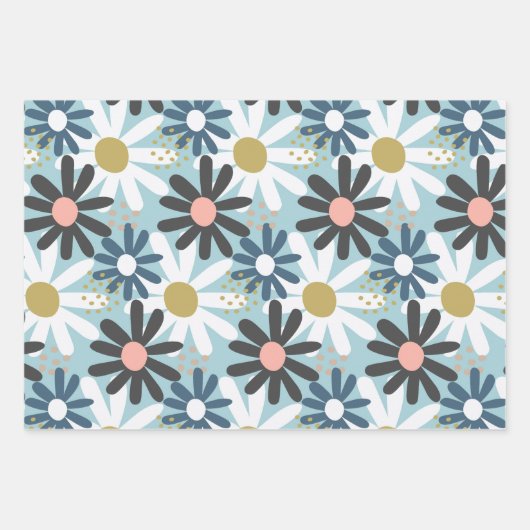 Retro 60er Groovy Funky Blume Muster Geschenkpapier Set (Vorderseite 3)