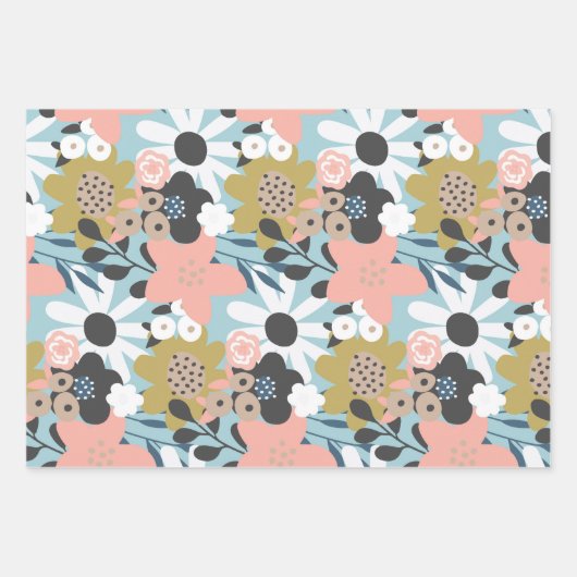 Retro 60er Groovy Funky Blume Muster Geschenkpapier Set (Vorderseite 2)