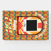 Retro 60er Groovy Wave Custom Foto Geburtstag Banner (Horizontal)