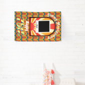 Retro 60er Groovy Wave Custom Foto Geburtstag Banner (InSitu)