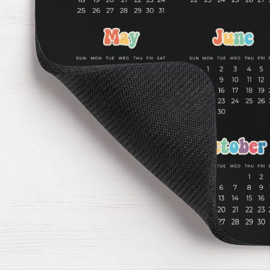 Retro 60er Hippie 2025 Schwarzer Kalender Mousepad (Ecke)