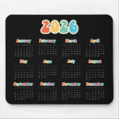 Retro 60er Hippie 2025 Schwarzer Kalender Mousepad (Vorne)