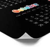 Retro 60er Hippie 2025 Schwarzer Kalender Poster (Ecke)