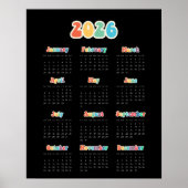 Retro 60er Hippie 2025 Schwarzer Kalender Poster (Vorne)