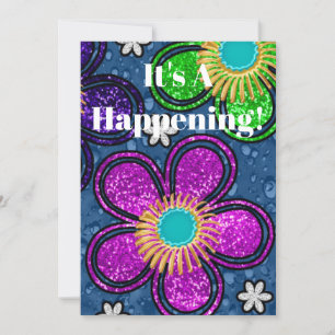 Retro 60er Hippie Flower Power Happening Party Einladung