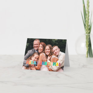 Retro 60er Hippie Fun Frohe Weihnachtsfamilie Foto Feiertagskarte