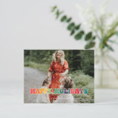 Retro 60er Hippie Fun Happy Holidays Foto Postkarte (Stehend Vorderseite)
