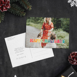 Retro 60er Hippie Fun Happy Holidays Foto Postkarte