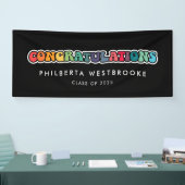 Retro 60er Hippie Graduierungsparty Herzlichen Glü Banner (Messe)