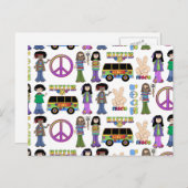 Retro 60er Hippie Liebe Peace Postkarte (Vorne/Hinten)