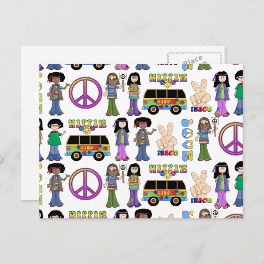 Retro 60er Hippie Liebe Peace Postkarte (Vorne/Hinten)