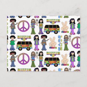 Retro 60er Hippie Liebe Peace Postkarte