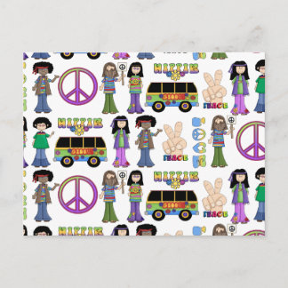Retro 60er Hippie Liebe Peace Postkarte
