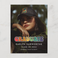 Retro 60er Hippie Spaß Abschluss Foto Ankündigung