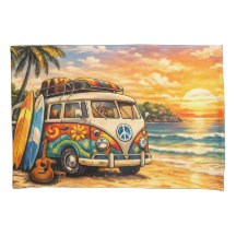 Retro 60er Hippie Strandbus Sonnenuntergang | Surf