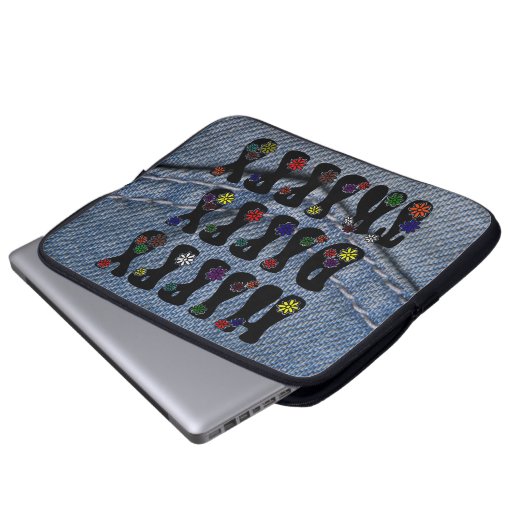 Retro 60er Hippy Dippy Trippy Laptopschutzhülle (Vorne Knopf)