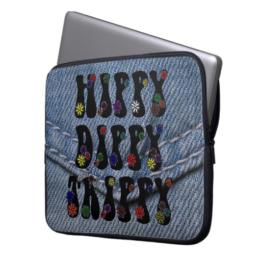 Retro 60er Hippy Dippy Trippy Laptopschutzhülle (Vorderseite Links)