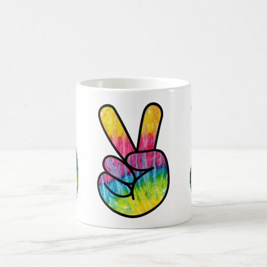 Retro 60er Hippy Peace Sign Psychedelic Kaffeetasse (Mittel)