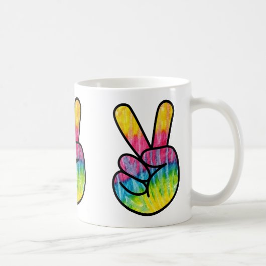 Retro 60er Hippy Peace Sign Psychedelic Kaffeetasse (Rechts)
