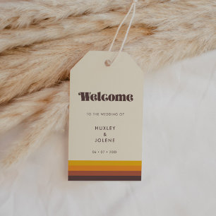 Retro 60er Hochzeitsbegrüßung Geschenkanhänger