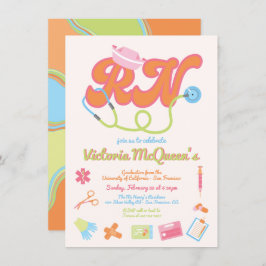 Retro 60er Jahre 70er-Krankenversicherung Abschlus Einladung