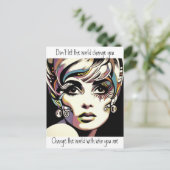 Retro 60er Jahre - Gesicht und Zitat Postkarte (Stehend Vorderseite)