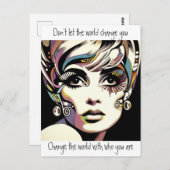Retro 60er Jahre - Gesicht und Zitat Postkarte (Vorne/Hinten)