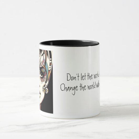 Retro 60er Jahre - Gesicht und Zitat Tasse (Zentrum)