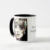 Retro 60er Jahre - Gesicht und Zitat Tasse (Vorderseite Links)